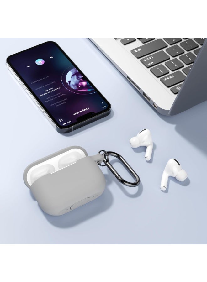 أكاليكس غطاء حماية من السيليكون لمجموعة AirPods Pro 3، سلسلة مفاتيح للنساء والرجال، مناسب للجيل الثالث (رصاصي) - Image 4